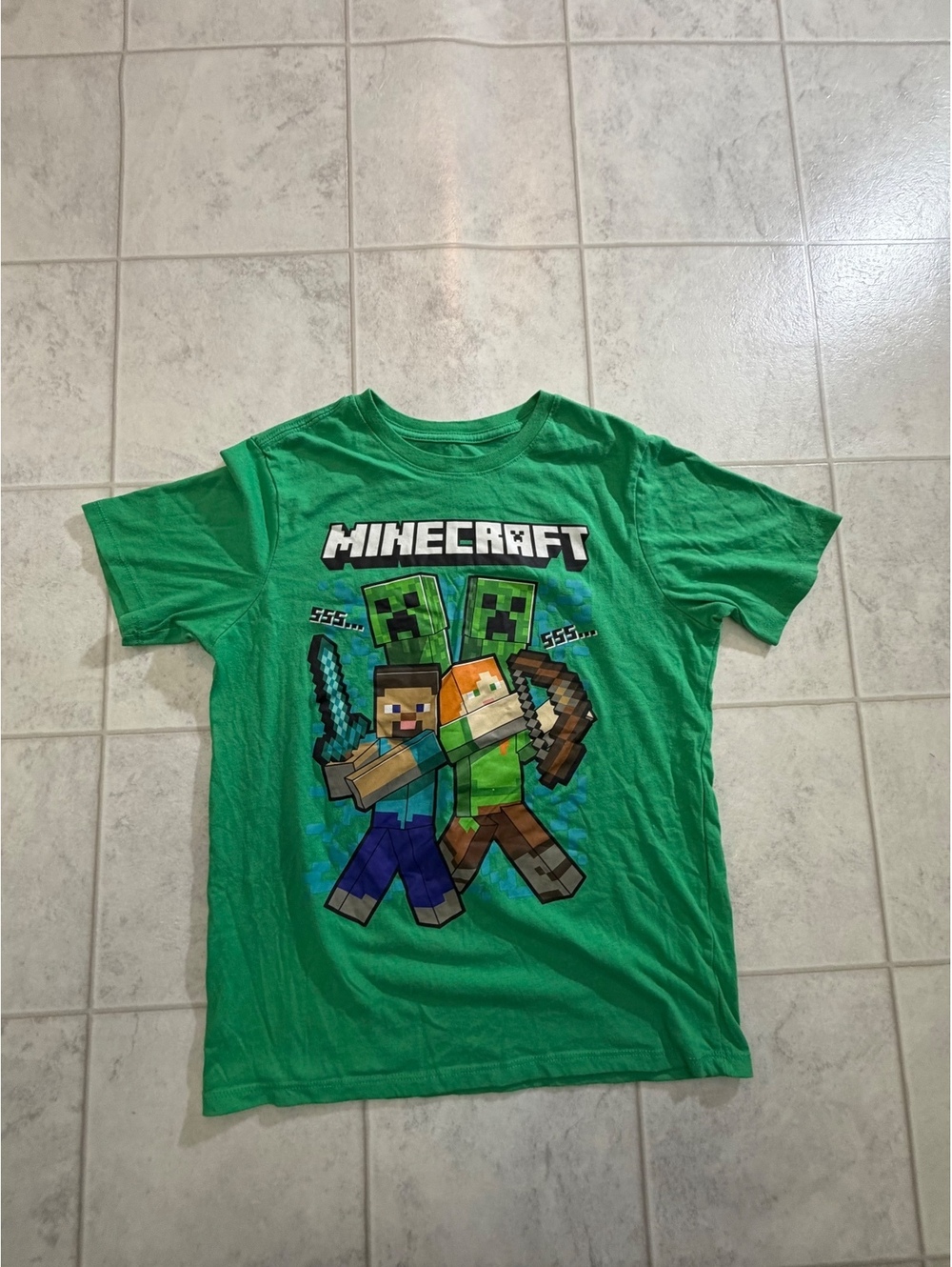 Minecraft Graphic T-Shirt XL/EG (14/16) Green Cotton